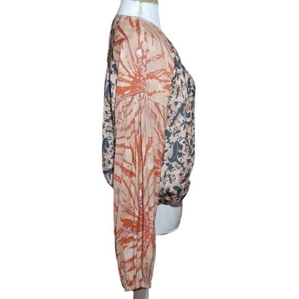 Free People Cruisin' Together Women's Printed Neutral Long Sleeve Top Sz Small - Picture 6 of 11